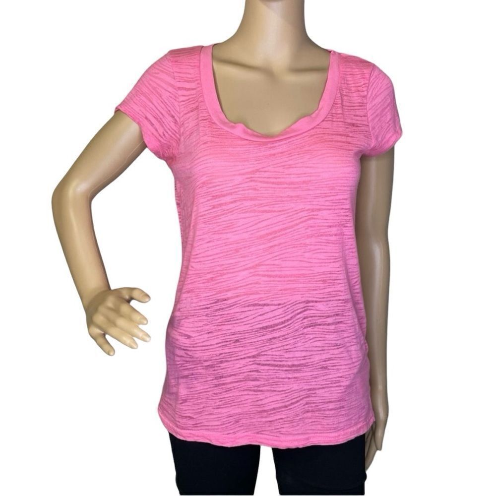 Energie Short Sleeve Fitted Shirt Tiger Striped Pattern Bubblegum Pink Large